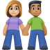 👩🏼‍🤝‍👨🏾 woman and man holding hands: medium-light skin tone, medium-dark skin tone display on Facebook